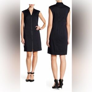 NWT Lafayette 148 Black Sleeveless Cotton Zip Up Dress size 4